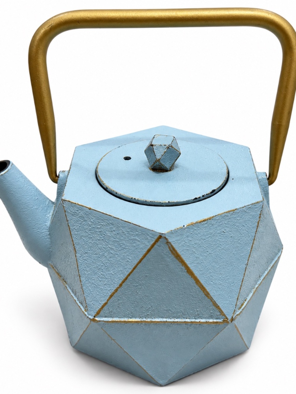 Ibili Kerala Light Blue Gold Cast Iron Teapot 1.2L
